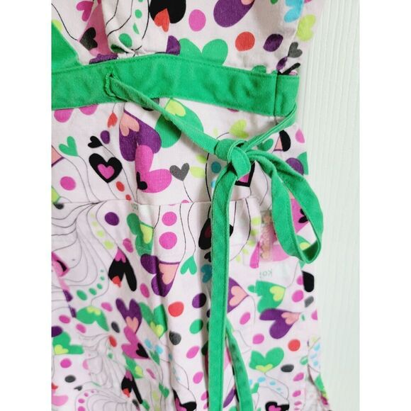 Koi XS by Kathy Peterson Scrub Top Women's Short Sleeve Pink Green Hearts - Picture 3 of 9